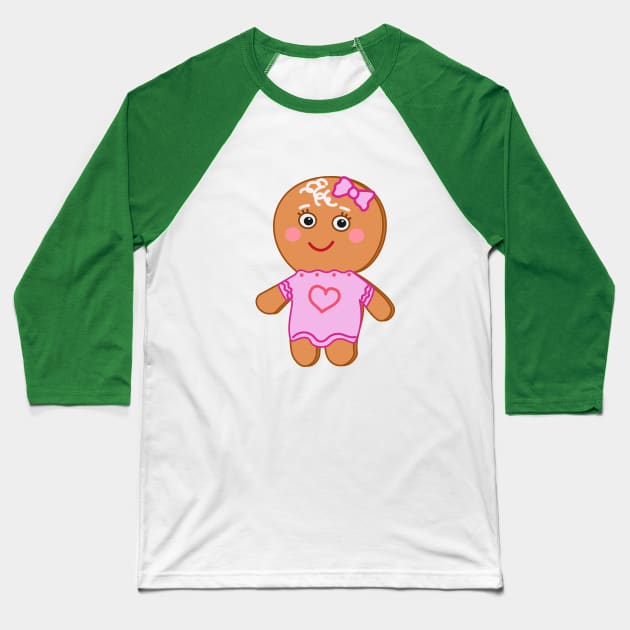Gabby Gingerbread - Christmas Cartoon Character Baseball T-Shirt by Dinos Friends